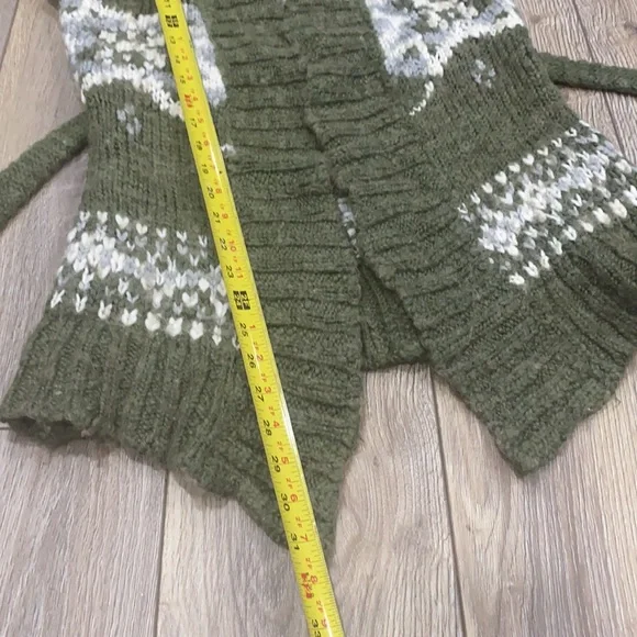 MOSSIMO Green White Nordic Thick Warm Sweater Cardigan Vest Belted - Picture 10 of 10